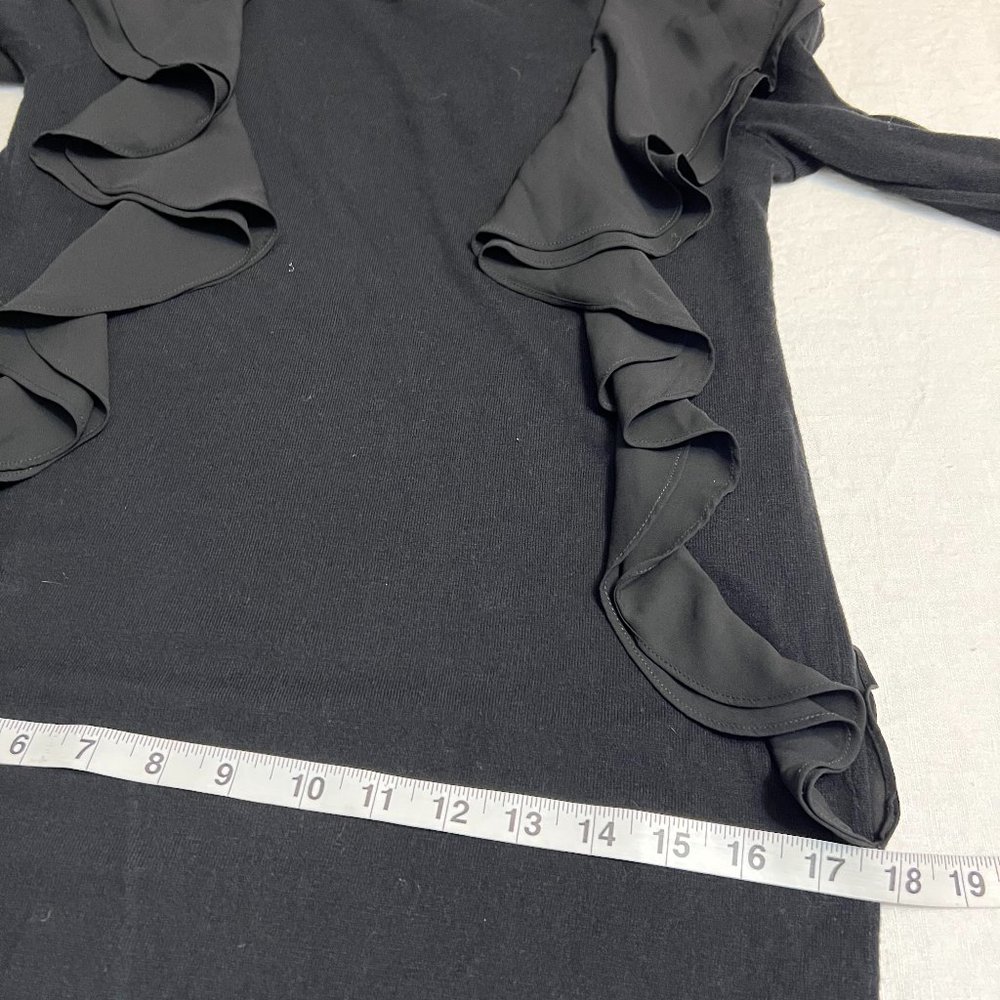 Lauren Ralph Lauren Women's Black Cardigan Dress Long Sleeve Ruffle Size M - Picture 8 of 9